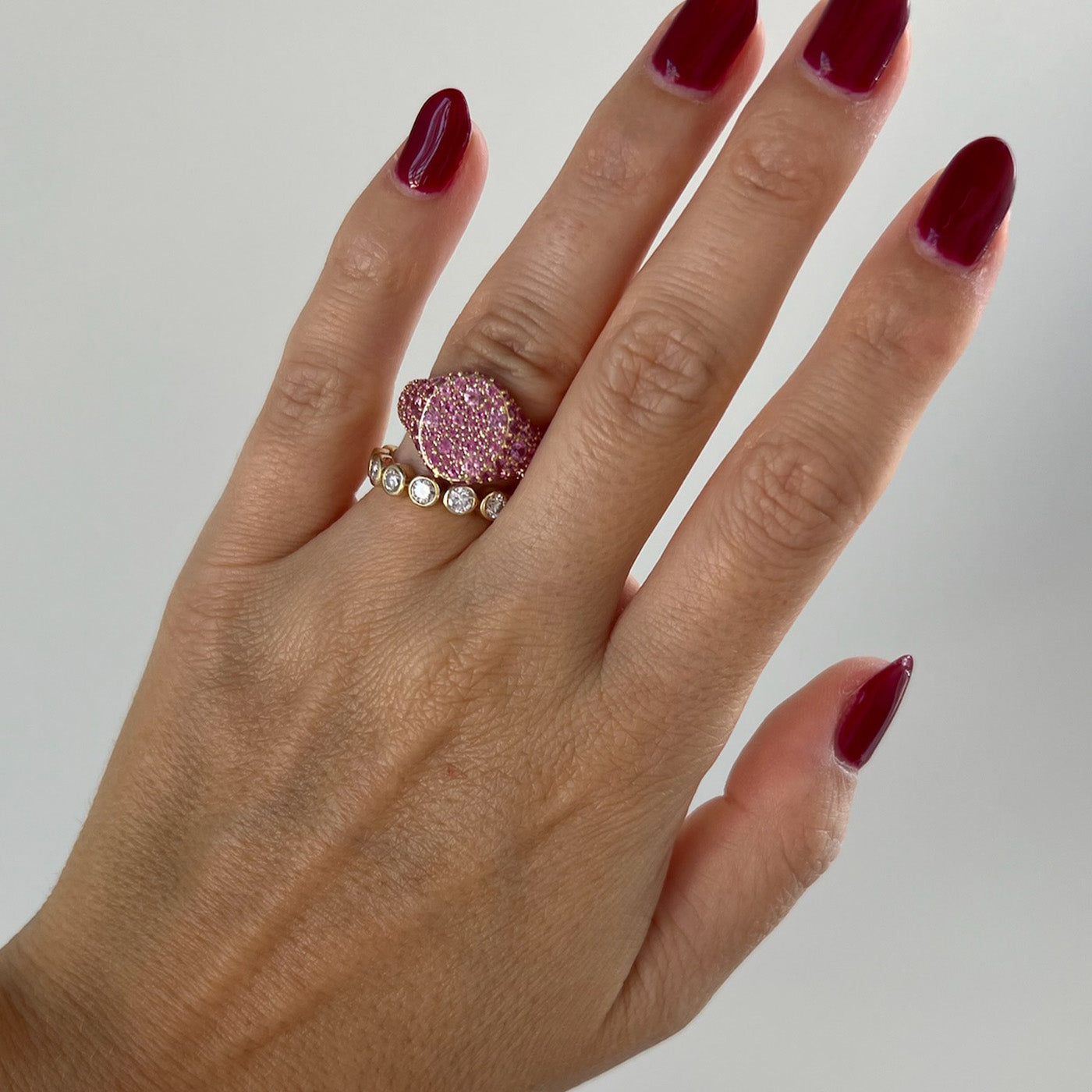 Pink Sapphire Encrusted Signet Ring